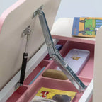 Bureau d'étude pour enfants réglable en hauteur avec plateau inclinable, tiroir et étagère rose