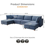 GDFStudio Zayne – Canapé d'angle modulaire 6 places en tissu avec rangement