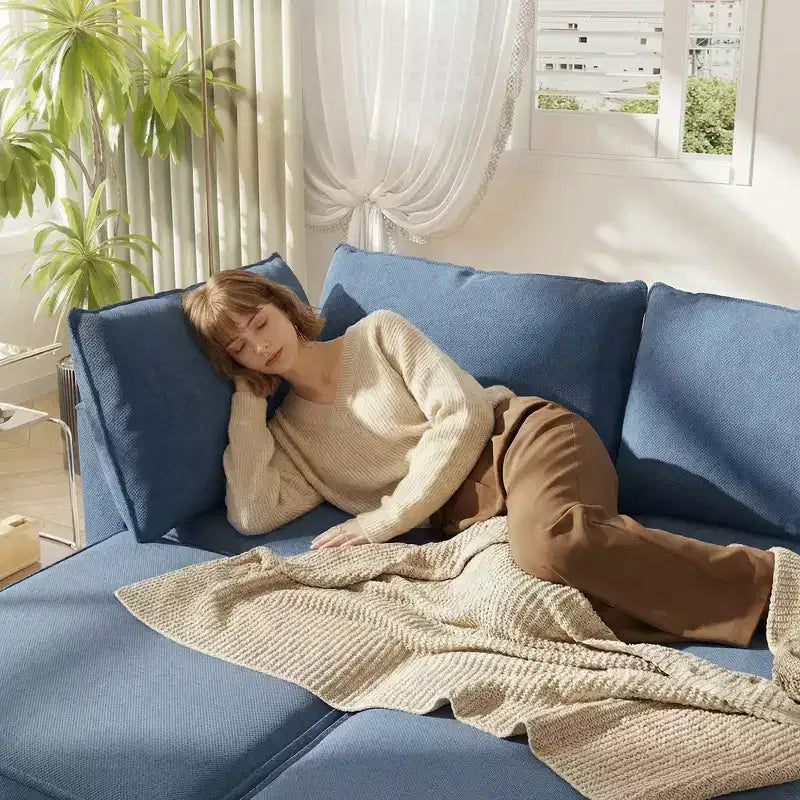 GDFStudio Zayne – Canapé d'angle modulaire 6 places en tissu avec rangement