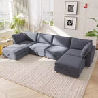 GDFStudio Zayne – Canapé d'angle modulaire 6 places en tissu avec rangement