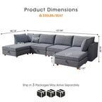 GDFStudio Zayne – Canapé d'angle modulaire 6 places en tissu avec rangement