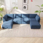 GDFStudio Zayne – Canapé d'angle modulaire 6 places en tissu avec rangement