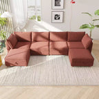 GDFStudio Zayne – Canapé d'angle modulaire 6 places en tissu avec rangement