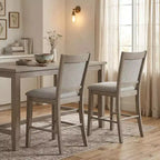 Tabouret de comptoir rembourré GDFStudio Sawyer Farmhouse 25 en bois avec repose-pieds