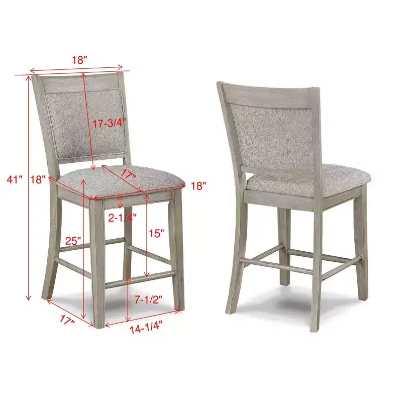 Tabouret de comptoir rembourré GDFStudio Sawyer Farmhouse 25 en bois avec repose-pieds