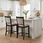 Tabouret de comptoir rembourré GDFStudio Sawyer Farmhouse 25 en bois avec repose-pieds