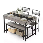 Ensemble de salle à manger 4 pièces avec 2 chaises et 1 banc (table rectangulaire avec deux tiroirs) - Idéal pour la cuisine, la salle à manger ou le jardin
