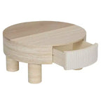 Table basse ronde GDFStudio Nuria avec plateau relevable et tiroir de rangement caché