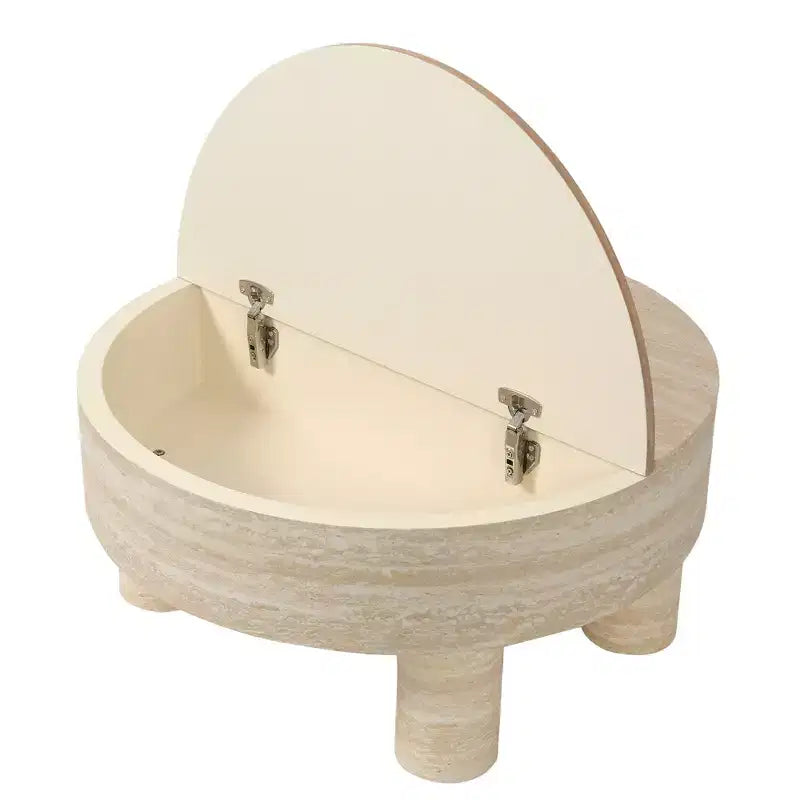 Table basse ronde GDFStudio Nuria avec plateau relevable et tiroir de rangement caché