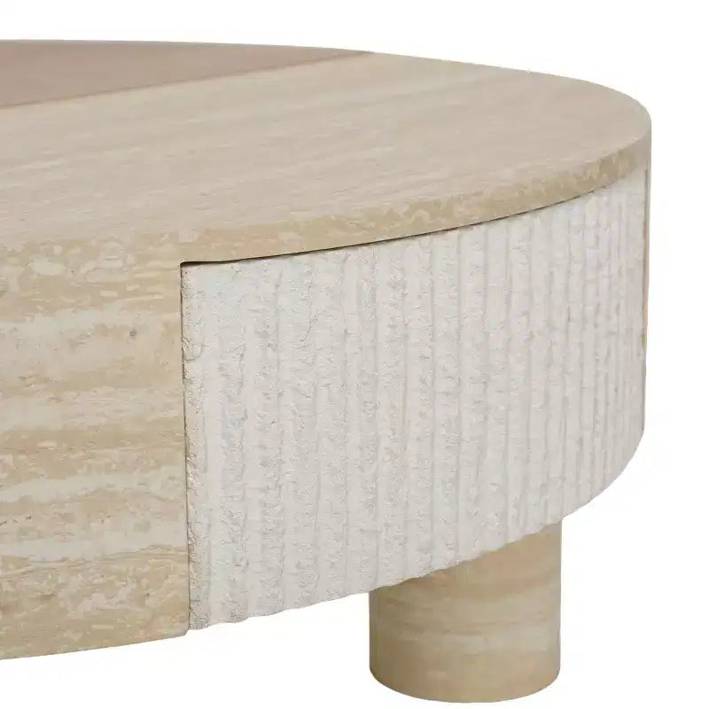 Table basse ronde GDFStudio Nuria avec plateau relevable et tiroir de rangement caché
