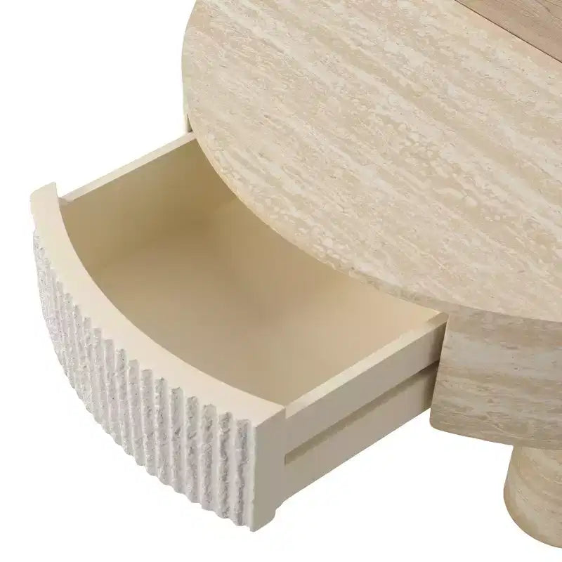 Table basse ronde GDFStudio Nuria avec plateau relevable et tiroir de rangement caché