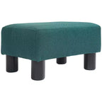 Small Cube Ottoman Foot Stool with Linen Fabric Upholstery - Green