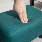 Petit pouf repose-pieds carré en tissu de lin - Vert