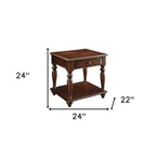 Table d'appoint rectangulaire HomeRoots 24 en bois manufacturé couleur noyer avec tiroir et étagère