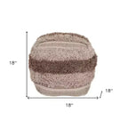 HomeRoots Pouf Ottoman à rayures beiges 18 po