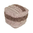HomeRoots Pouf Ottoman à rayures beiges 18 po