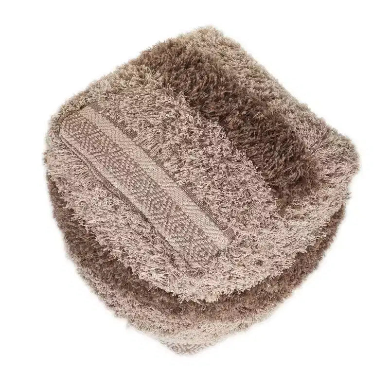 HomeRoots Pouf Ottoman à rayures beiges 18 po