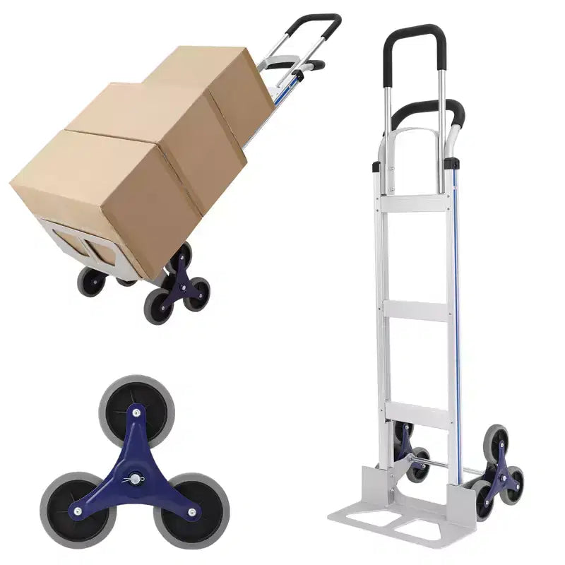 650 LB Aluminum Stair Climbing Hand Truck, Telescoping Dual Handle, Triangle Wheels, Portable Dolly for Moving, Office & Travel
