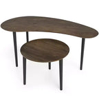 Tables basses gigognes Costway, ensemble de 2 tables d'appoint modernes avec pieds de support en bois massif