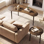 Tables basses gigognes Costway, ensemble de 2 tables d'appoint modernes avec pieds de support en bois massif