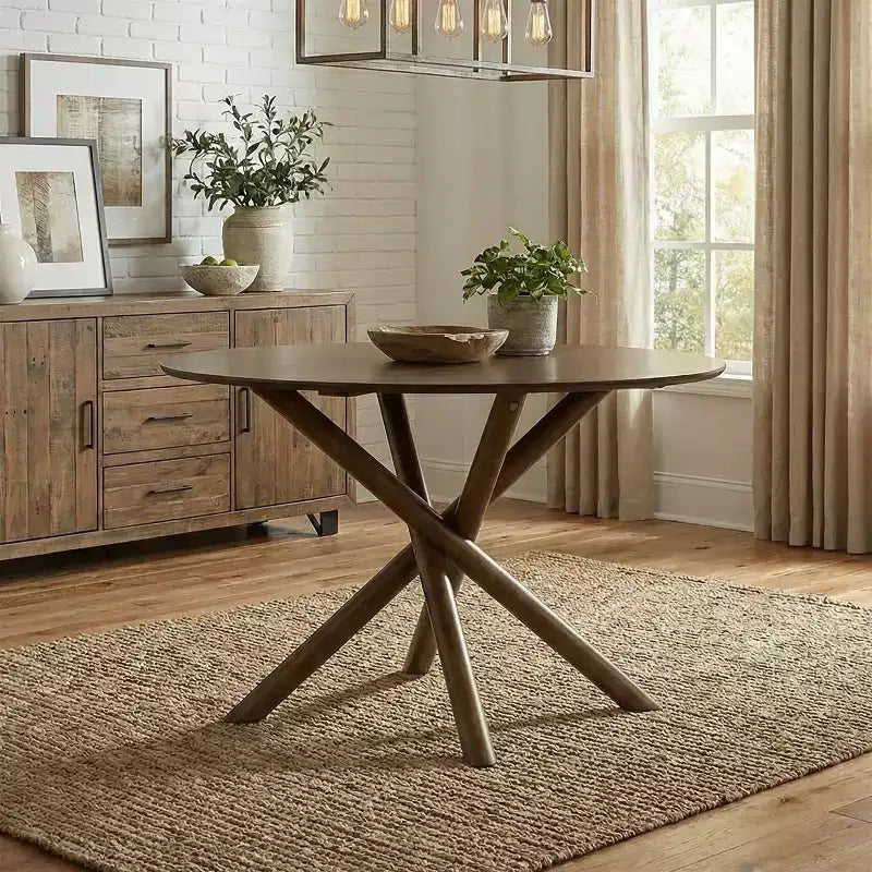 Table à manger ronde Arnott de Roundhill Furniture, finition noyer