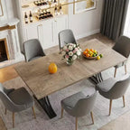 MAYEERTY Table à manger 63 Faux Marbre Métal Doré, Moderne Élégante Montage Facile Cuisine
