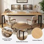 MAYEERTY 78,7 - Bureau double poste industriel extra long, bureau à domicile pour 2 personnes avec cadre métallique robuste, plateau de table en MDF capacité 90 kg