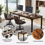 MAYEERTY 78,7 - Bureau double poste industriel extra long, bureau à domicile pour 2 personnes avec cadre métallique robuste, plateau de table en MDF capacité 90 kg