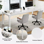 MAYEERTY 78,7 - Bureau double poste industriel extra long, bureau à domicile pour 2 personnes avec cadre métallique robuste, plateau de table en MDF capacité 90 kg