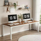MAYEERTY 78,7 - Bureau double poste industriel extra long, bureau à domicile pour 2 personnes avec cadre métallique robuste, plateau de table en MDF capacité 90 kg