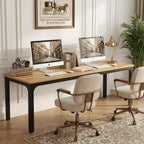 MAYEERTY 78,7 - Bureau double poste industriel extra long, bureau à domicile pour 2 personnes avec cadre métallique robuste, plateau de table en MDF capacité 90 kg