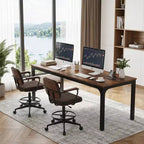 MAYEERTY 78,7 - Bureau double poste industriel extra long, bureau à domicile pour 2 personnes avec cadre métallique robuste, plateau de table en MDF capacité 90 kg