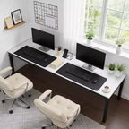 MAYEERTY 78,7 - Bureau double poste industriel extra long, bureau à domicile pour 2 personnes avec cadre métallique robuste, plateau de table en MDF capacité 90 kg