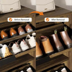 Meuble de rangement pour chaussures cannelé pour entrée avec 2 tiroirs basculants, meuble à chaussures autoportant dissimulé de 81 cm de large pour couloir, appartement