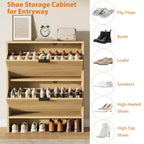 Meuble de rangement pour chaussures cannelé pour entrée avec 2 tiroirs basculants, meuble à chaussures autoportant dissimulé de 81 cm de large pour couloir, appartement