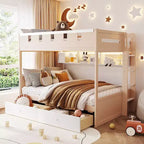 GDFStudio Lit superposé de style château Rivera avec 2 tiroirs, étagère et LED