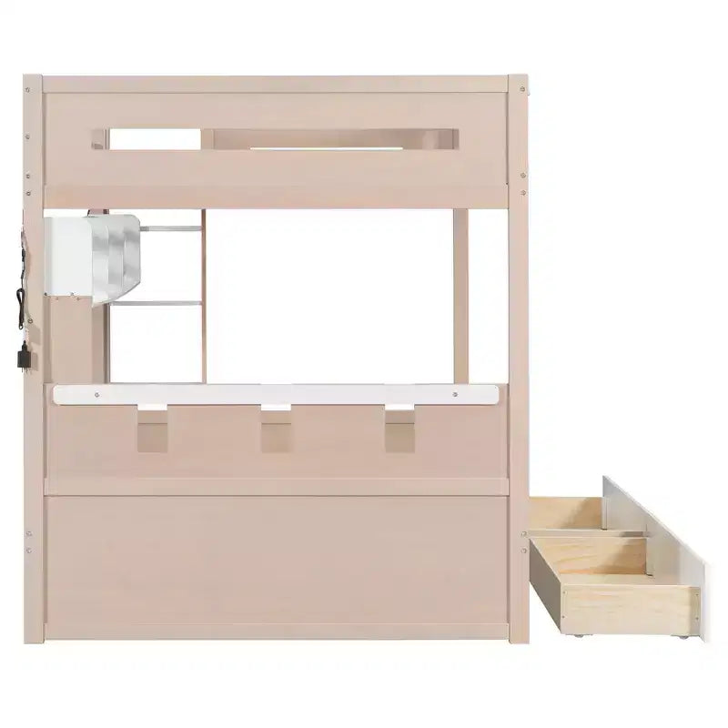 GDFStudio Lit superposé de style château Rivera avec 2 tiroirs, étagère et LED