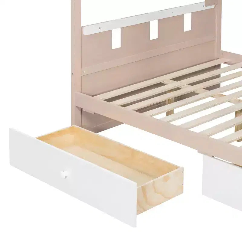 GDFStudio Lit superposé de style château Rivera avec 2 tiroirs, étagère et LED