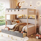 GDFStudio Lit superposé de style château Rivera avec 2 tiroirs, étagère et LED