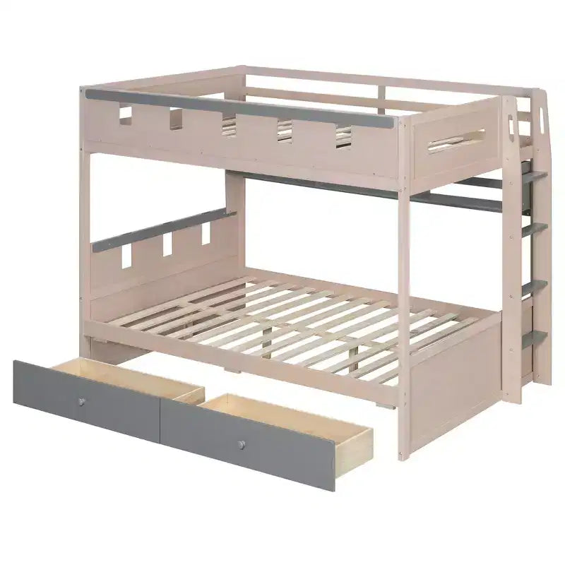 GDFStudio Lit superposé de style château Rivera avec 2 tiroirs, étagère et LED