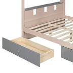 GDFStudio Lit superposé de style château Rivera avec 2 tiroirs, étagère et LED