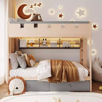 GDFStudio Rivera Castle Style Bunk Bed with 2 Drawers, Shelf and LED