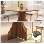 Table à manger ronde de 47" pour 4 à 6 personnes, style rustique ferme, piédestal en bois, assemblage facile, pour petits appartements et coins-repas.