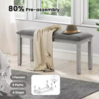 Lot de 2 bancs de chambre Costway rembourrés avec assise capitonnée et pieds en bois massif pour salle à manger