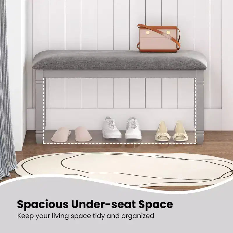 Lot de 2 bancs de chambre Costway rembourrés avec assise capitonnée et pieds en bois massif pour salle à manger