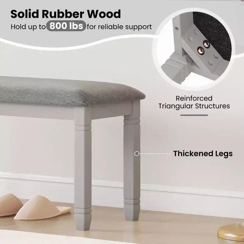 Lot de 2 bancs de chambre Costway rembourrés avec assise capitonnée et pieds en bois massif pour salle à manger