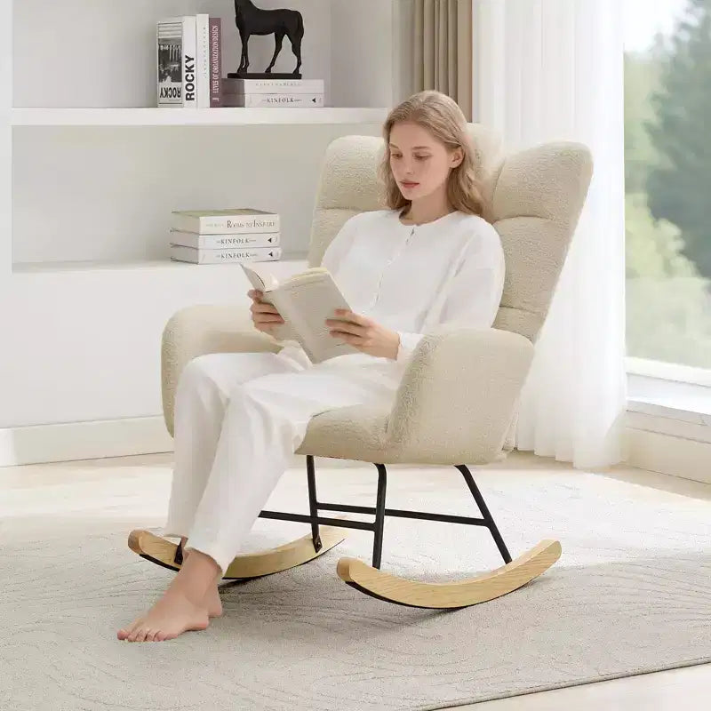Fauteuil pour adultes, Fauteuil à bascule de lecture avec ottoman, Fauteuil à bascule planeur avec dossier haut, Chambre de bébé