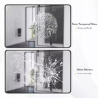 Miroir mural de salle de bain à cadre en métal noir 55x30 pouces, décoratif rectangulaire, à fixation murale, à accrocher dans les coins, décoration intérieure pour de multiples scènes