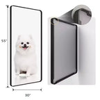 Miroir mural de salle de bain à cadre en métal noir 55x30 pouces, décoratif rectangulaire, à fixation murale, à accrocher dans les coins, décoration intérieure pour de multiples scènes