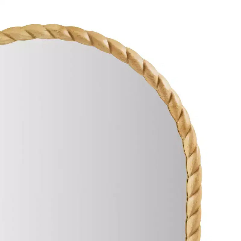 Miroir décoratif mural en arc de 24 x 36 avec cadre élégamment tressé en hévéa, accent moderne pour chambre à coucher, salle de bain, salon-Panipeachy